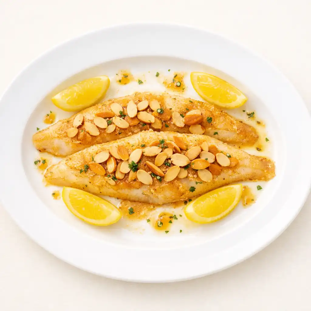 Sole meunière aux amandes avec beurre noisette et citron confit